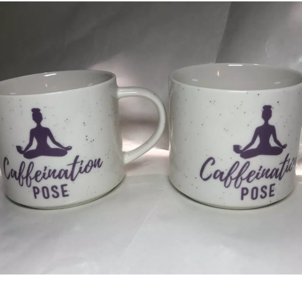 2 Threshold Coffee Cup Mug Caffeination Pose yoga
